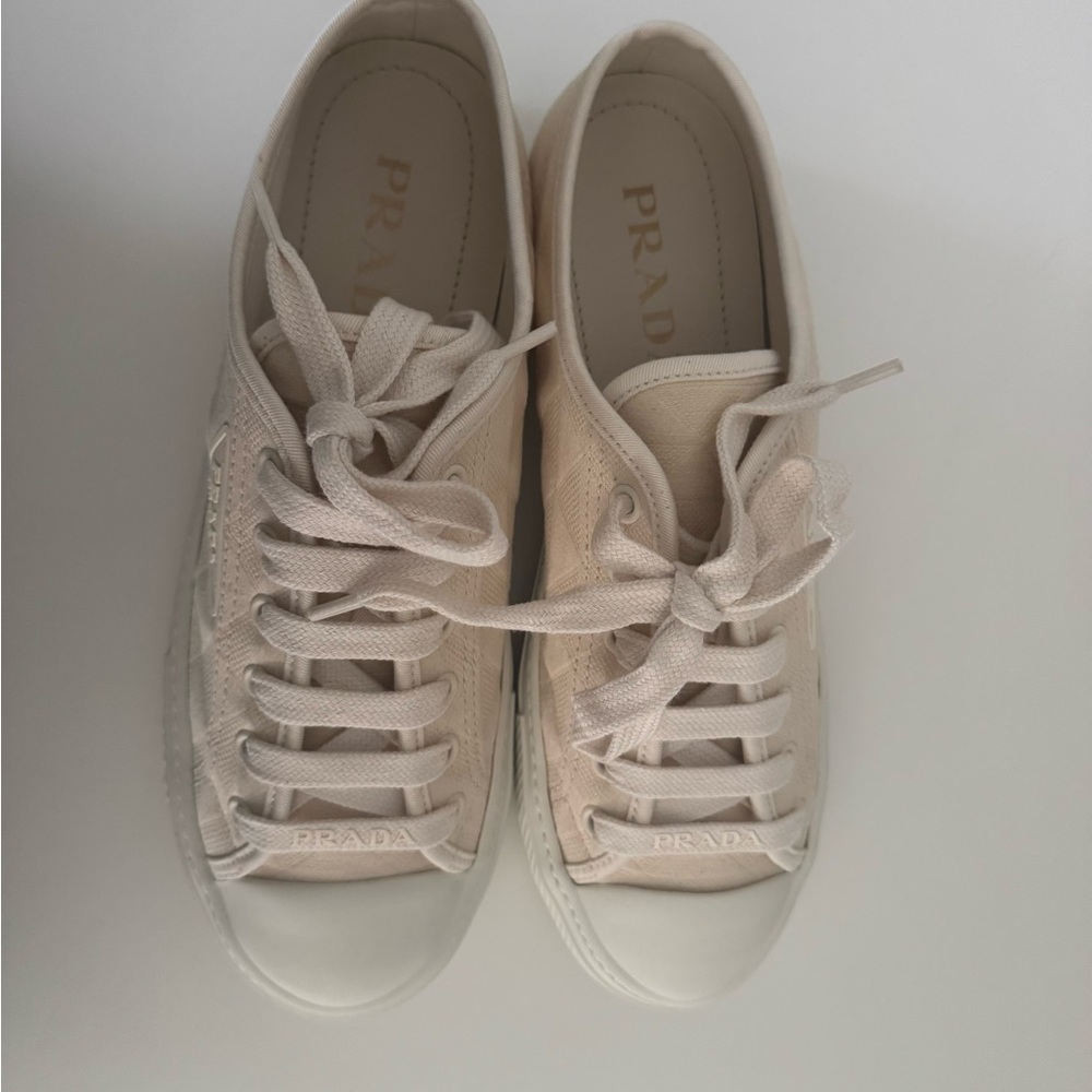 Prada Beige Canvas Sneakers size 40 - Picture 5 of 13